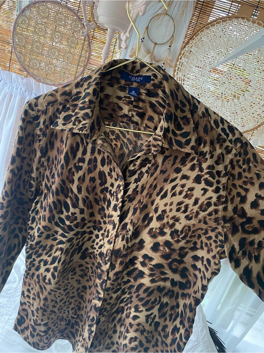 Chaps Leopard Button Down Shirt - Picture 3 of 5